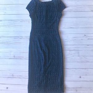 Navy blue knit pencil dress